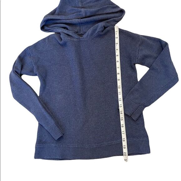 BANANA REPUBLIC Blue Loose Knit Hooded Cropped Sweater Crop Sleeve Top XS - Picture 5 of 9